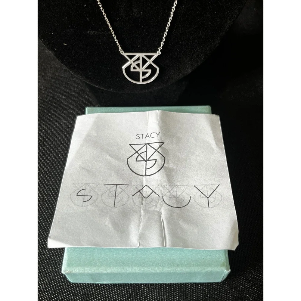 Silver Tone Geometric Necklace Pendant STACY Designer Fashion‎ Jewelry Women's
